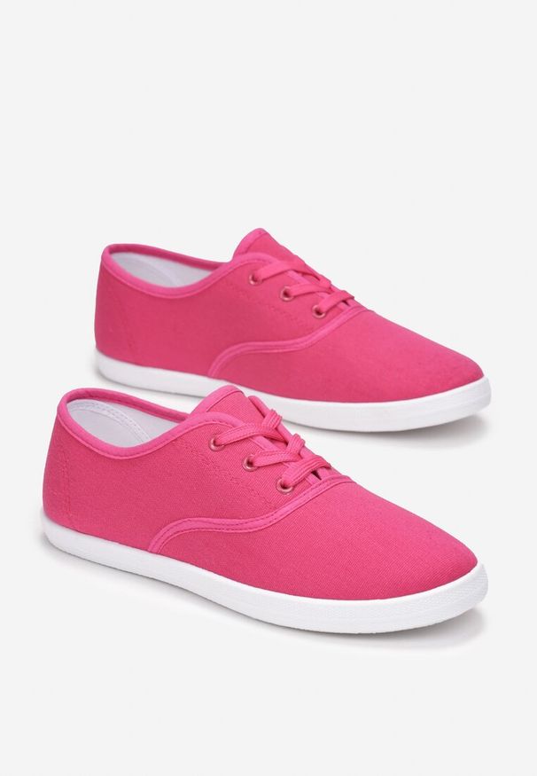 Born2be - Fuksjowe Tenisówki z Krótkim Sznurowaniem Madilinne. Okazja: na co dzień, na spacer. Zapięcie: sznurówki. Kolor: różowy. Materiał: jeans. Styl: casual