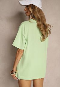 Renee - Jasnozielona Bawełniana Koszulka z Nadrukiem Savileine. Okazja: na co dzień. Kolor: zielony. Materiał: bawełna. Wzór: nadruk. Styl: klasyczny, casual, elegancki #4