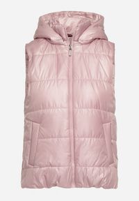 Born2be - Różowa Kamizelka z Odpinanym Kapturem i Kieszeniami Pikowana Aggevia. Kolor: różowy #2