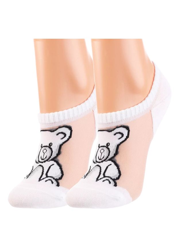 Damskie Stopki Moraj Misiu Mix Kolor 3 Pary. Kolor: biały. Materiał: materiał. Wzór: aplikacja