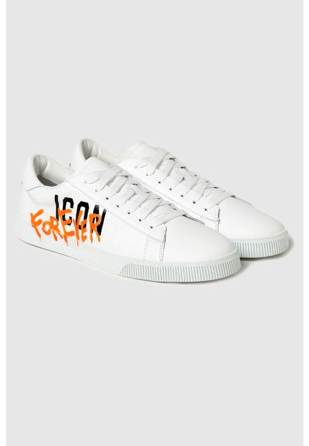 DSQUARED2 Białe sneakersy męskie icon forever, Rozmiar 44. Kolor: biały. Materiał: guma, skóra