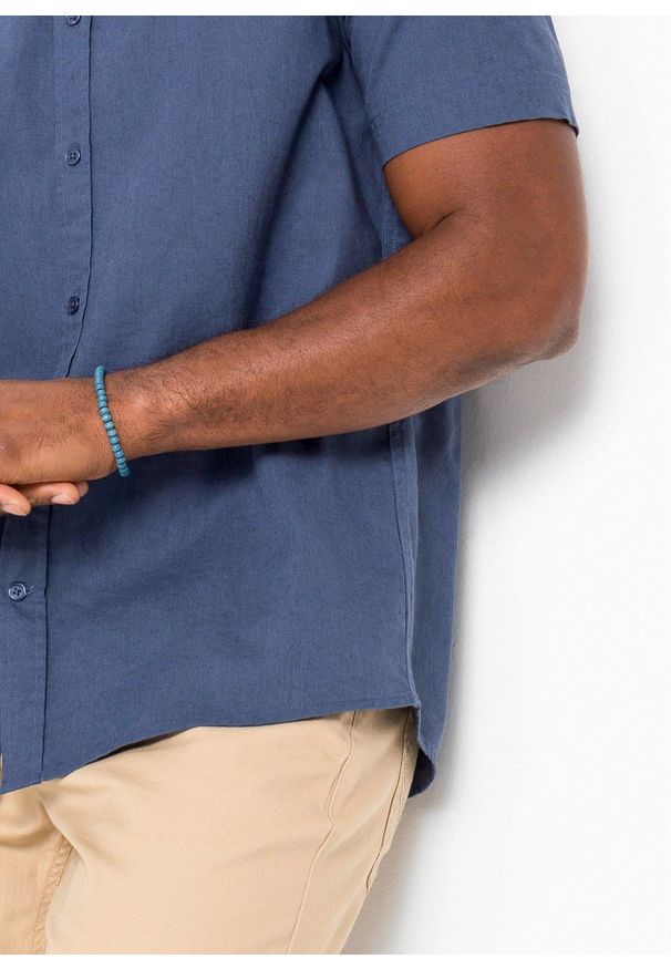 bonprix - Koszula z krótkim rękawem z przewiewnej mieszanki lnu. Kolor: niebieski. Materiał: len. Długość rękawa: krótki rękaw. Długość: krótkie. Sezon: lato