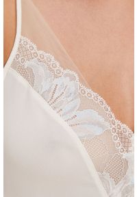 Calvin Klein Underwear - Koszula nocna. Kolor: biały. Materiał: satyna, materiał, koronka. Wzór: ze splotem