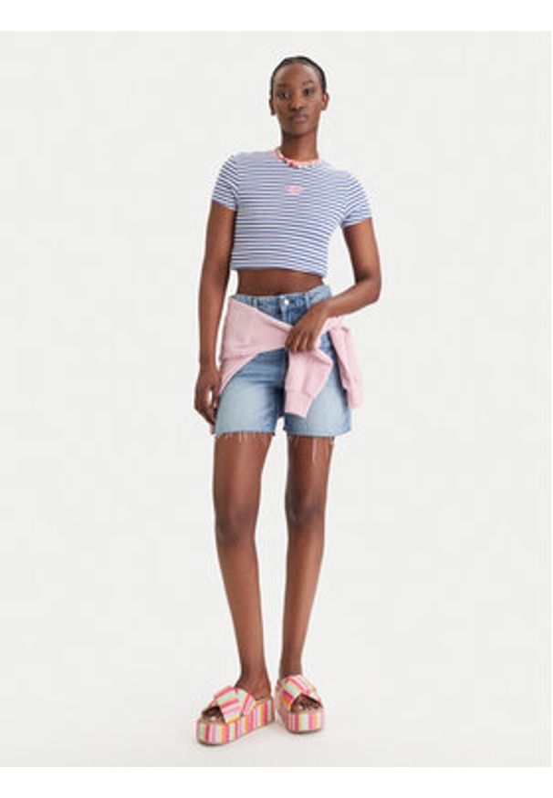 Roxy T-Shirt Bright Lights ERJKT04395 Niebieski Slim Fit. Kolor: niebieski. Materiał: bawełna, syntetyk