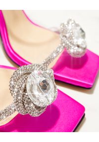 MACH&MACH - Różowe sandały na szpilce z kryształami. Zapięcie: pasek. Kolor: różowy, wielokolorowy, fioletowy. Materiał: jedwab, satyna. Wzór: aplikacja. Obcas: na szpilce. Styl: elegancki. Wysokość obcasa: średni #3