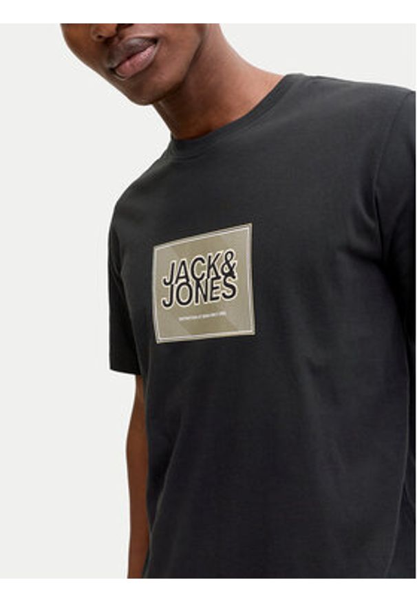 Jack & Jones T-Shirt Jjrain Tee Ss Crew Neck 12288097 Czarny Regular Fit. Kolor: czarny. Materiał: bawełna