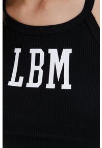 LABELLAMAFIA - LaBellaMafia top damski kolor czarny. Kolor: czarny. Materiał: dzianina. Długość rękawa: na ramiączkach. Wzór: nadruk #2