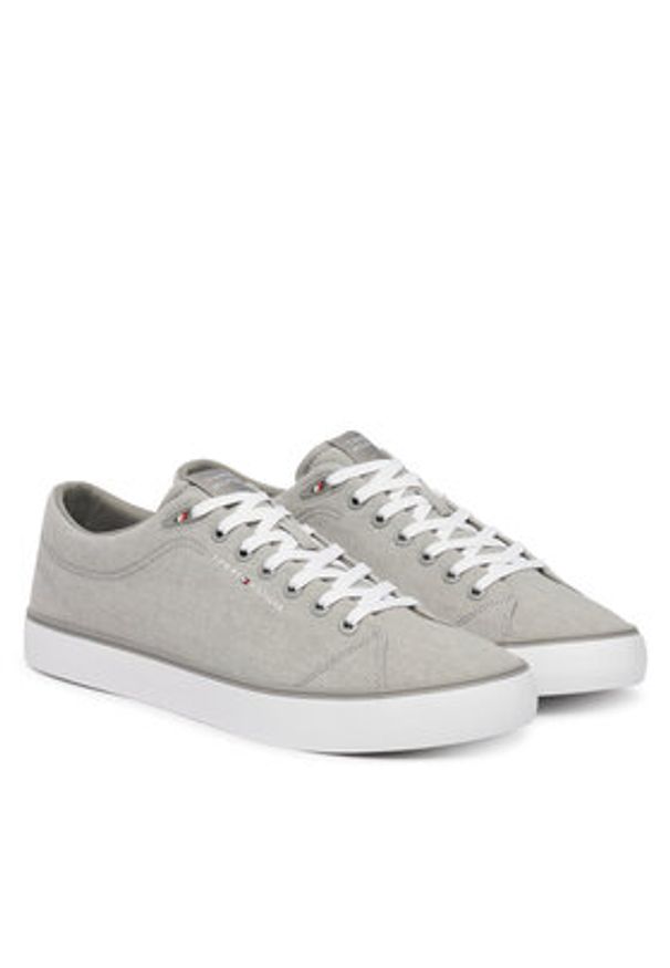 TOMMY HILFIGER - Tommy Hilfiger Tenisówki Th Hi Vulc Core Low Chambray FM0FM05818 Szary. Kolor: szary. Materiał: materiał