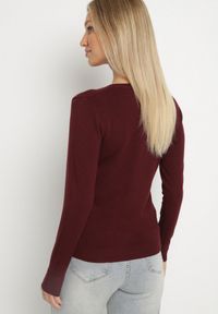 Born2be - Bordowy Sweter z Wiskozą i Dekoltem w Serek Olisela. Okazja: na co dzień. Typ kołnierza: dekolt w serek. Kolor: czerwony. Materiał: wiskoza. Styl: casual, elegancki #5