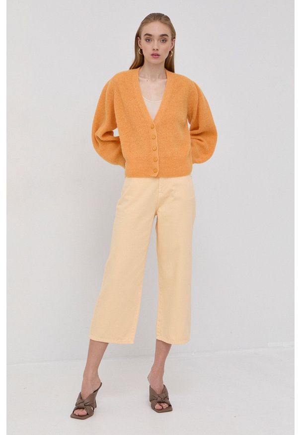 Patrizia Pepe Jeansy damskie high waist. Stan: podwyższony. Kolor: pomarańczowy