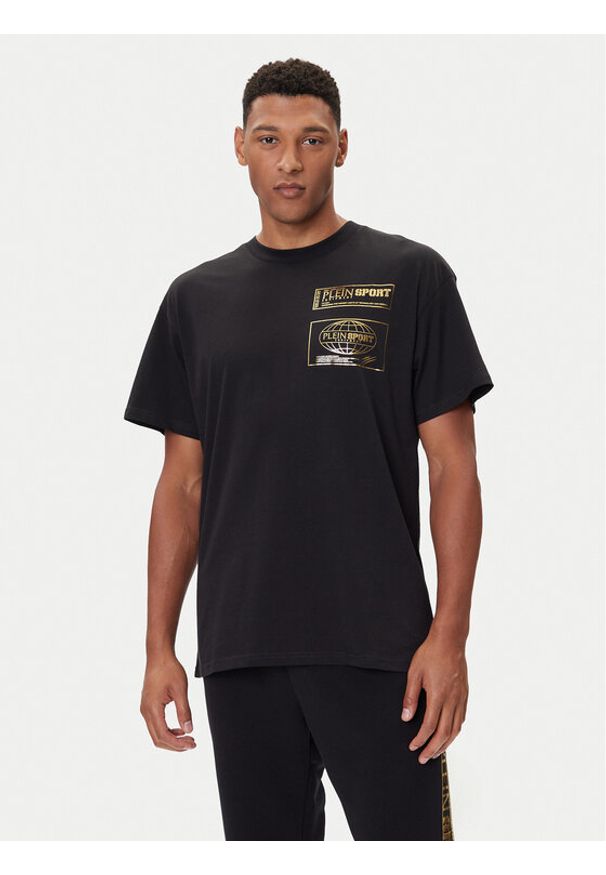 Plein Sport T-Shirt FAEC MTK8354 STE001N Czarny Loose Fit. Kolor: czarny. Materiał: bawełna. Styl: sportowy