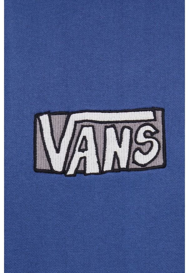 Vans bluza męska z kapturem z aplikacją. Typ kołnierza: kaptur. Kolor: niebieski. Wzór: aplikacja