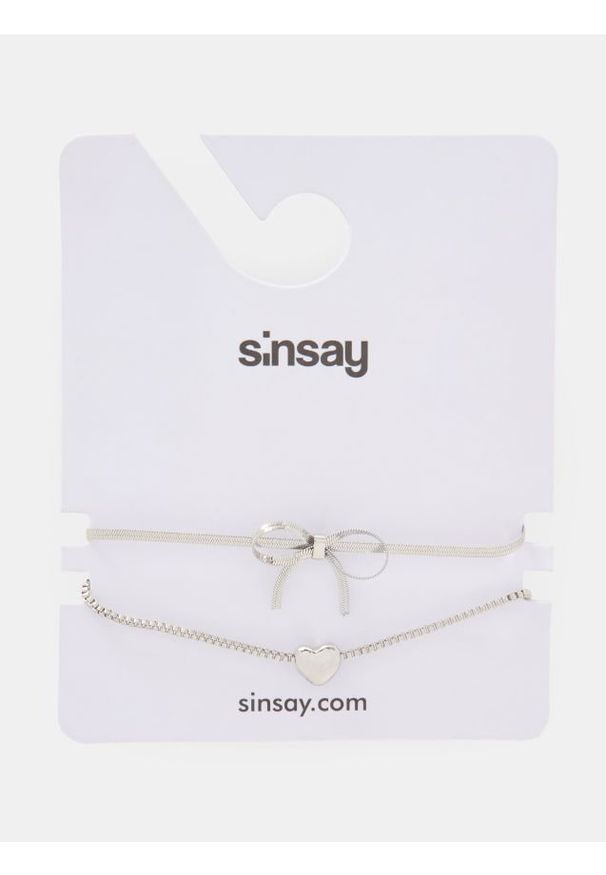 Sinsay - Bransoletki z błyszczącym wykończeniem 2 pack - srebrny. Materiał: srebrne. Kolor: srebrny
