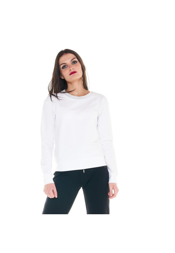 LEONE 1947 APPAREL - Damska bluza z okrągłym dekoltem Cristal Shine. Kolor: biały. Materiał: tkanina. Sport: fitness