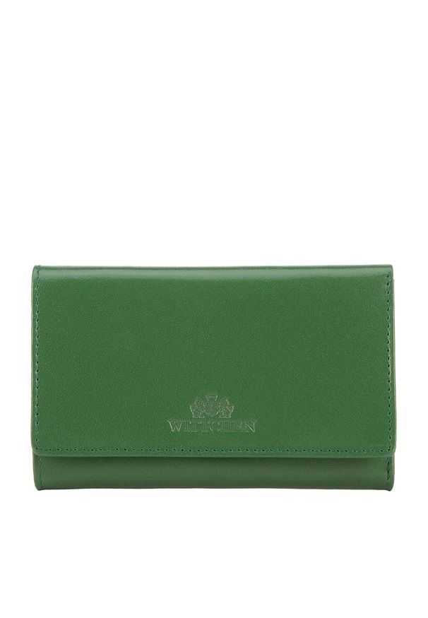 Wittchen - Damski portfel z gładkiej skóry średni zielony. Kolor: zielony. Materiał: skóra. Wzór: gładki