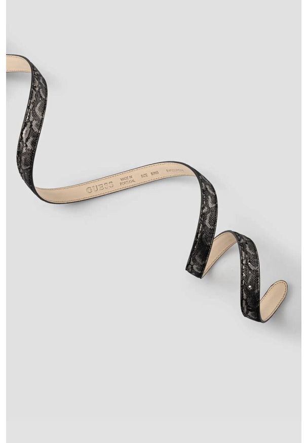 Guess - GUESS Czarny damski pasek z printem węża Adj Belt H30, Rozmiar XS. Kolor: czarny. Wzór: nadruk