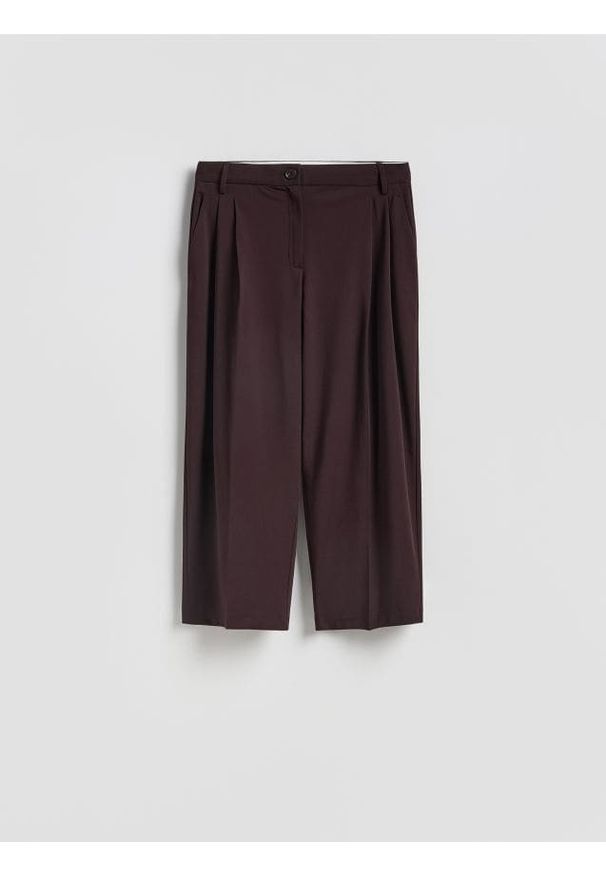 Reserved - Spodnie balloon - bordowy. Kolor: czerwony. Materiał: tkanina, wiskoza