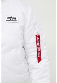 Alpha Industries kurtka bomber MA-1 ZH Back Print męski kolor biały zimowa. Kolor: biały. Wzór: nadruk. Sezon: zima #4
