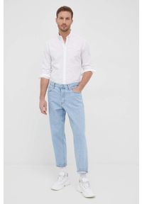 Pepe Jeans koszula PENTON męska kolor biały slim z kołnierzykiem button-down. Typ kołnierza: button down. Kolor: biały. Materiał: tkanina, materiał. Wzór: gładki