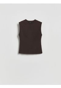 Reserved - Top z wiskozą - ciemnobrązowy. Kolor: brązowy. Materiał: wiskoza #1