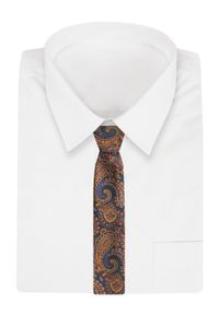 Męski Krawat Angelo di Monti - Paisley, Pomarańcz. Materiał: tkanina. Wzór: paisley. Styl: wizytowy, elegancki