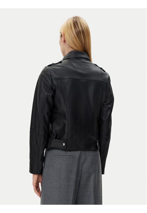 BOSS Kurtka skórzana C_Sameli 50510964 Czarny Regular Fit. Kolor: czarny. Materiał: skóra