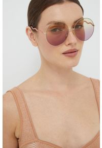 Chloe - Chloé okulary przeciwsłoneczne damskie kolor fioletowy. Kształt: okrągłe. Kolor: fioletowy #1