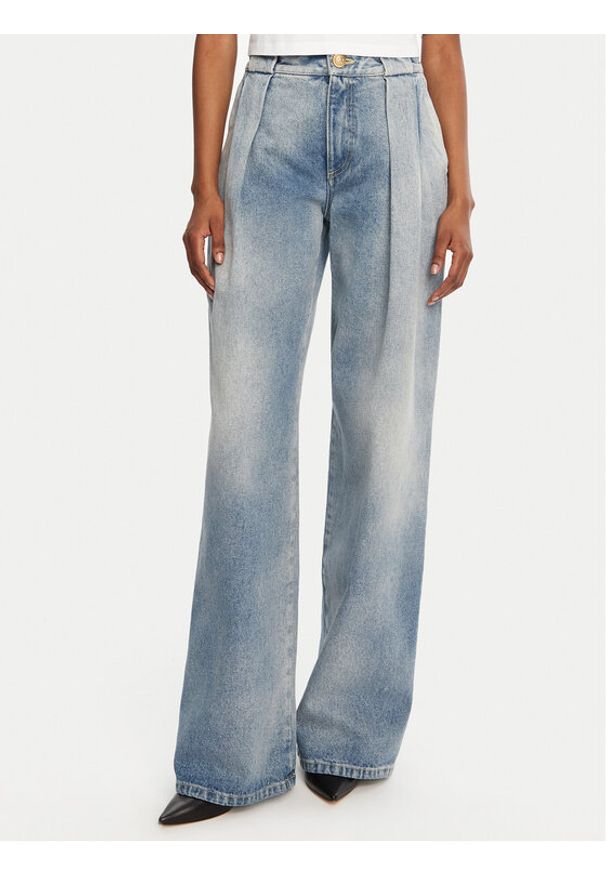 Balmain Jeansy DF0ML095DF17 Niebieski Loose Fit. Kolor: niebieski
