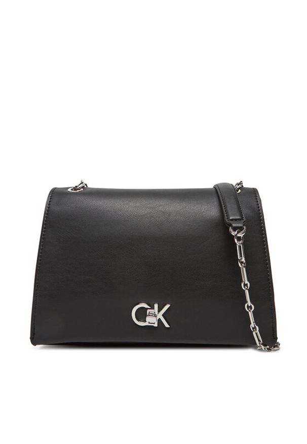 Calvin Klein Torebka Re-Lock Medium Chain LV04F3104G Czarny. Kolor: czarny. Materiał: skórzane