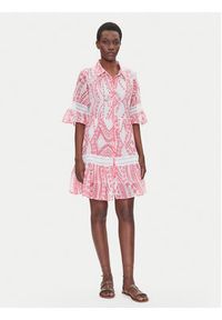 Iconique Sukienka koszulowa IC25-039 Różowy Relaxed Fit. Kolor: różowy. Materiał: bawełna. Typ sukienki: koszulowe #5