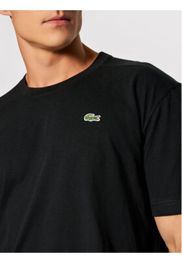 Lacoste T-Shirt TH7618 Czarny Regular Fit. Kolor: czarny. Materiał: syntetyk