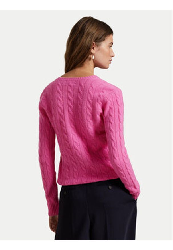 Polo Ralph Lauren Sweter 211971866008 Różowy Slim Fit. Typ kołnierza: polo. Kolor: różowy. Materiał: wełna