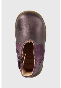 Geox botki skórzane dziecięce kolor fioletowy. Nosek buta: okrągły. Zapięcie: rzepy. Kolor: fioletowy. Materiał: skóra #5