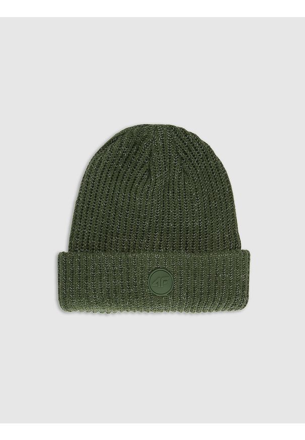 4f - 4F Czapka beanie chłopięca - khaki Uniwersalny. Kolor: brązowy, wielokolorowy, oliwkowy. Materiał: syntetyk. Sezon: zima. Styl: klasyczny, casual