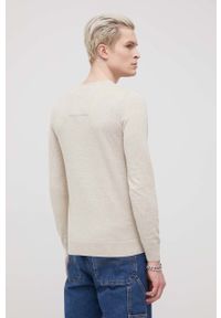 Tom Tailor sweter bawełniany męski kolor beżowy lekki. Okazja: na co dzień. Kolor: beżowy. Materiał: bawełna. Długość rękawa: długi rękaw. Długość: długie. Styl: casual