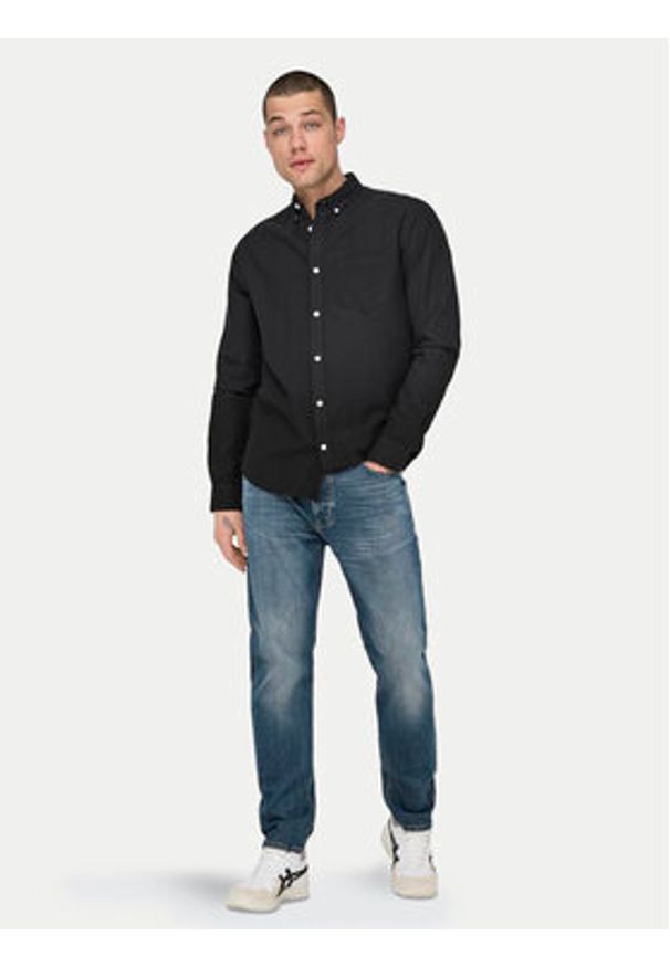 Only & Sons Koszula Alvaro 22006479 Czarny Slim Fit. Kolor: czarny. Materiał: syntetyk, bawełna