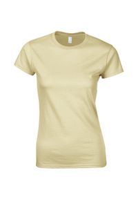 GILDAN - Koszulka Damska Krótki Rękaw Soft Style. Kolor: beżowy. Długość rękawa: krótki rękaw. Długość: krótkie. Sport: turystyka piesza