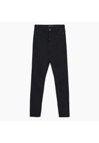 Cropp - Ciemnoszare jeansy z wysokim stanem - Szary. Stan: podwyższony. Kolor: szary #1