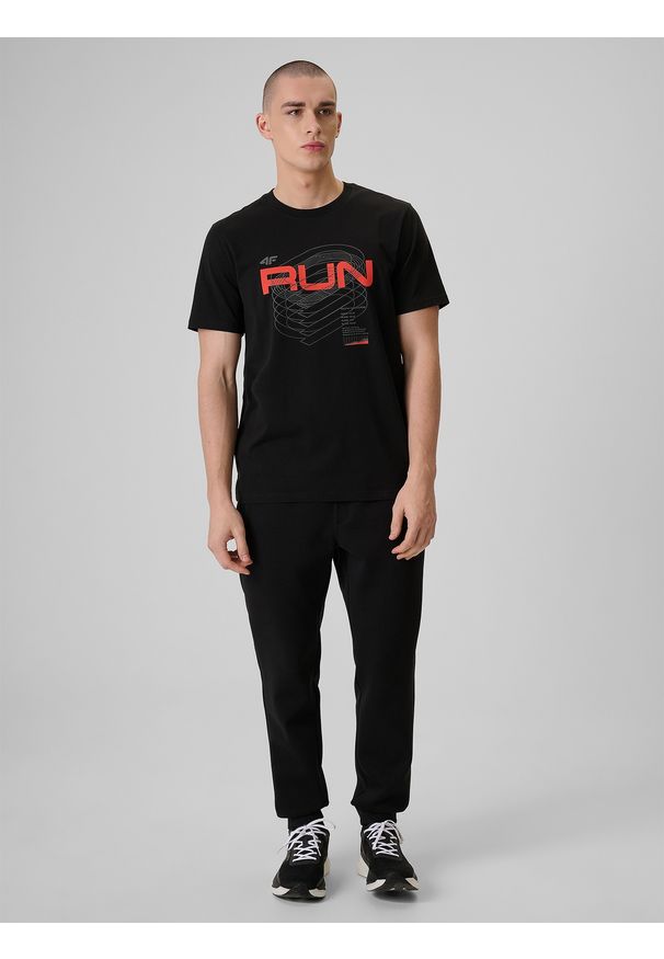 4f - 4F T-shirt regular z nadrukiem męski - czarny M. Okazja: na co dzień. Kolor: czarny. Materiał: jeans, materiał, bawełna, dresówka. Wzór: nadruk. Styl: casual, klasyczny