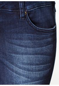 Dżinsy SKINNY z wysoką talią i długą plisą guzikową bonprix ciemny denim. Kolor: niebieski. Długość: długie #5