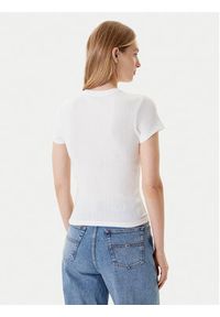 Tommy Jeans T-Shirt Logo Pointelle DW0DW20899 Écru Slim Fit. Materiał: syntetyk