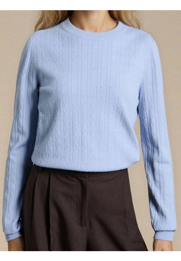 Sinsay - Sweter w prążki - błękitny. Kolor: niebieski. Wzór: prążki