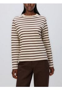 Reserved - Longsleeve z merceryzowanej bawełny - brązowy. Kolor: brązowy. Materiał: bawełna. Długość rękawa: długi rękaw