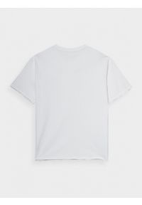outhorn - T-shirt z nadrukiem męski - biały. Okazja: na co dzień. Kolor: biały. Materiał: bawełna, dzianina. Wzór: nadruk. Styl: casual