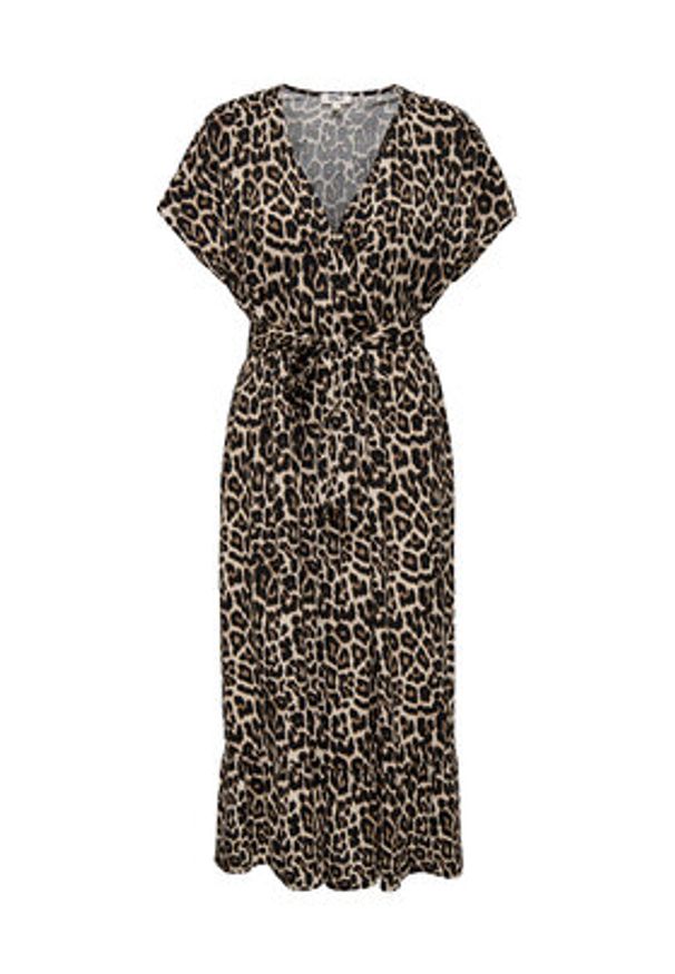 only - ONLY Sukienka codzienna Zilla Adele 15357778 Beżowy ciemny Regular Fit. Okazja: na co dzień. Kolor: beżowy. Materiał: wiskoza. Typ sukienki: proste. Styl: casual