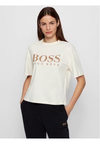 BOSS - Boss T-Shirt C_Evina_Active 50457388 Beżowy Relaxed Fit. Kolor: beżowy. Materiał: bawełna