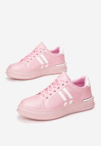 Renee - Różowe Sneakersy Aqiatune. Wysokość cholewki: przed kostkę. Zapięcie: pasek. Kolor: różowy. Materiał: materiał, satyna. Szerokość cholewki: normalna. Wzór: aplikacja #5