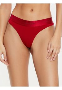 Calvin Klein Underwear Stringi Thong 000QF7997E Bordowy. Kolor: czerwony. Materiał: bawełna