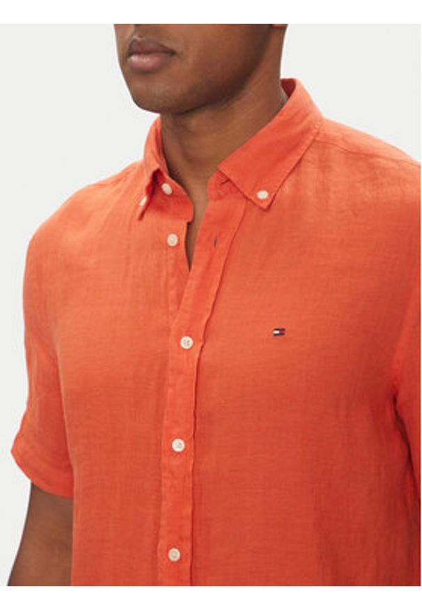 TOMMY HILFIGER - Tommy Hilfiger Koszula MW0MW35207 Pomarańczowy Regular Fit. Kolor: pomarańczowy. Materiał: len