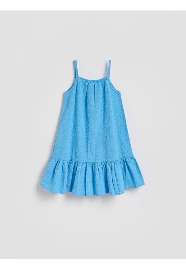 Reserved - Sukienka na ramiączkach - niebieski. Kolor: niebieski. Materiał: bawełna. Długość rękawa: na ramiączkach